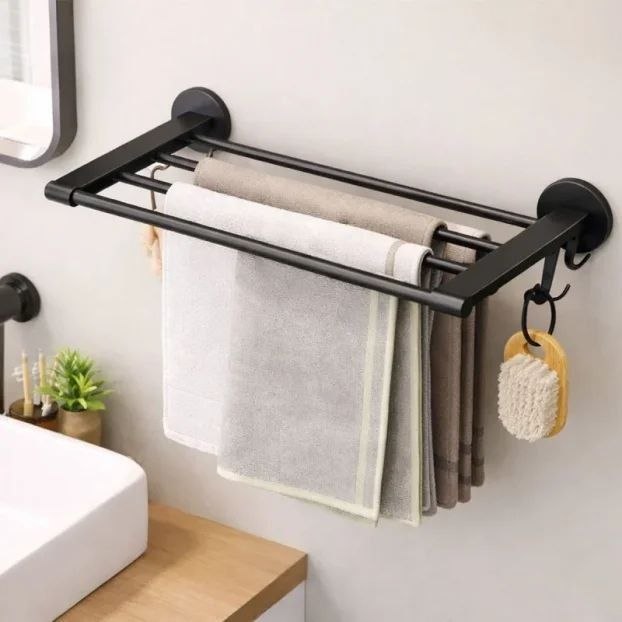 رف مناشف حمام مثبت على الحائط من الفولاذ المقاوم للصدأ Porte-serviettes mural de salle de bain en acier inoxydable