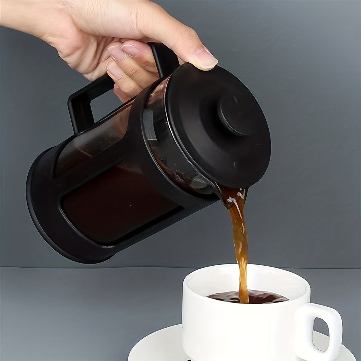 إبريق شاي سعة 300 مل وماكينة صنع قهوة فرنسية Théière et Presse à Café à Piston 300ml, Cafetière en Verre Borosilicate avec Filtre en Acier