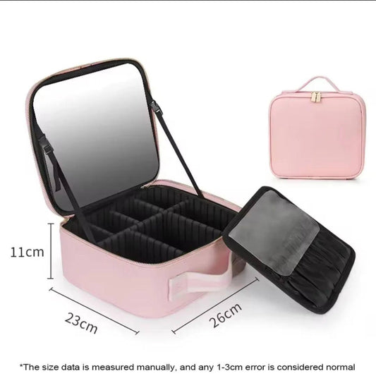 حقيبة مكياج احترافية مزودة بمرآة LED منظم مستحضرات التجميل Trousse de Maquillage Professionnelle avec Miroir LED