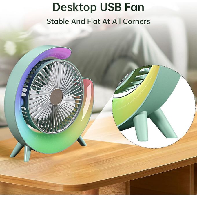 مروحة مكتبية ملونة Ventilateur de Bureau Coloré USB Mini Ventilateur Portable Silencieux