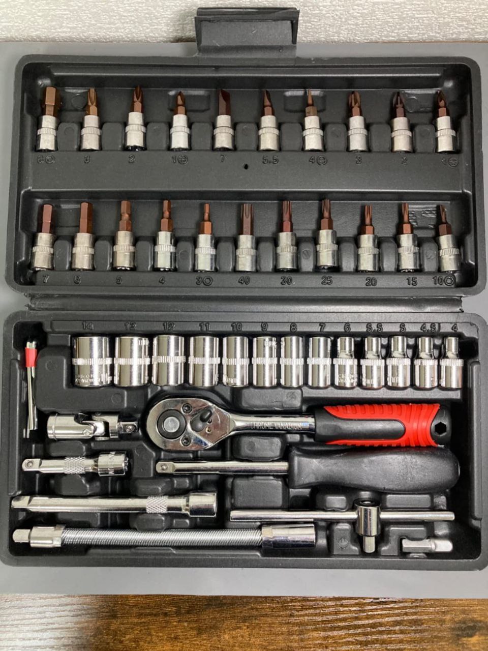 Jeu de clés à douille, 46 pièces مجموعة مفاتيح ربط المقبس، مجموعة من 46 قطعة