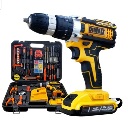 مجموعة أدوات مكونة من 60 قطعة ومثقاب مفك براغي خرساني Mallette De 60 Outils et Une Perceuse Visseuse à Béton 36v