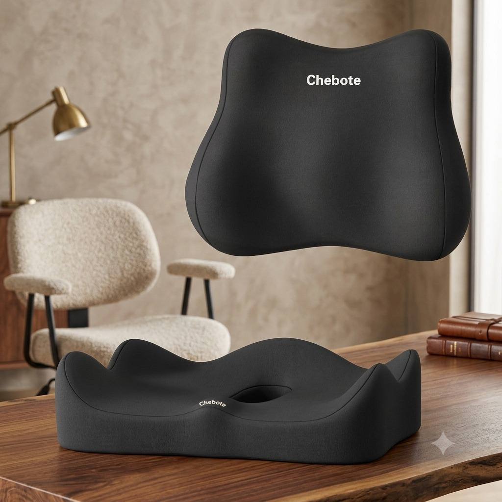 Ensemble de deux coussins, coussins d'assise et support lombaire pour chaise de voiture et de bureau طقم من وسادتين، ووسائد للمقعد، ودعامة للظهر للسيارة وكرسي المكتب