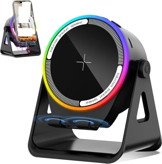 حامل هاتف مزود بشحن لاسلكي وإضاءة Support audio induction sans fil Bluetooth Induction Base