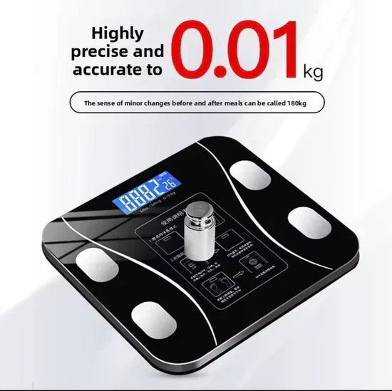 ميزان رقمي ذكي لقياس نسبة الدهون في الجسم ميزان الكتروني يعمل مع تطبيق Body Fat Scale balance impédancemètre connectée Balance Numérique Intelligente