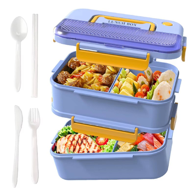 علبة غداء للأطفال، مزودة بأقسام وشوكة، سعة 900 مل Boîte à lunch pour enfants avec compartiments et fourchette