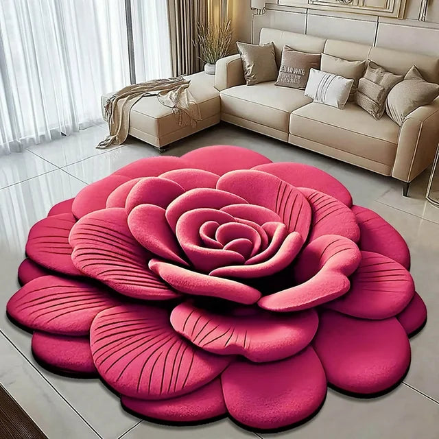سجادة أنيقة بتصميم زهور لغرفة النوم والحمام وغرفة المعيشة Tapis de sol en boue de diatomée imprimé Floral 3D