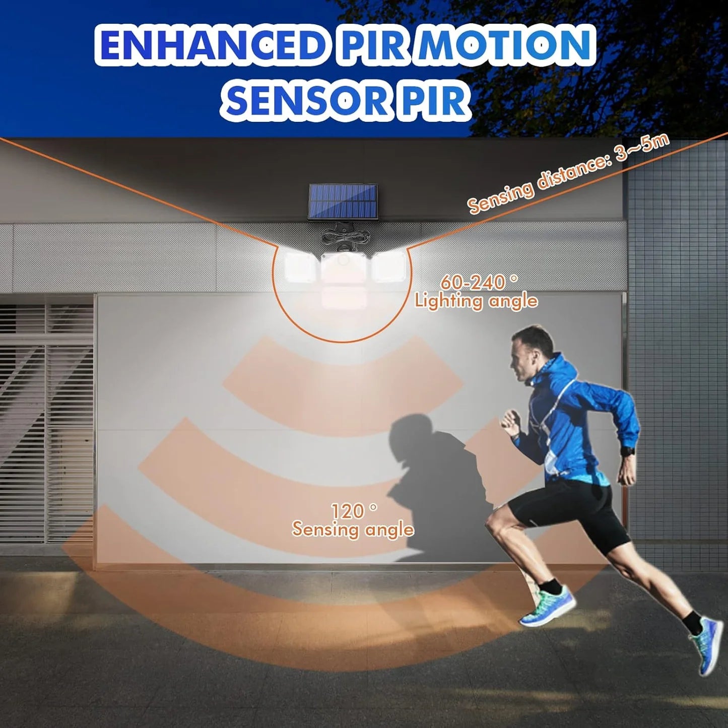 مصباح شمسي خارجي مع مستشعر حركة Lampe Solaire Extérieur avec Détecteur de Mouvement IP65