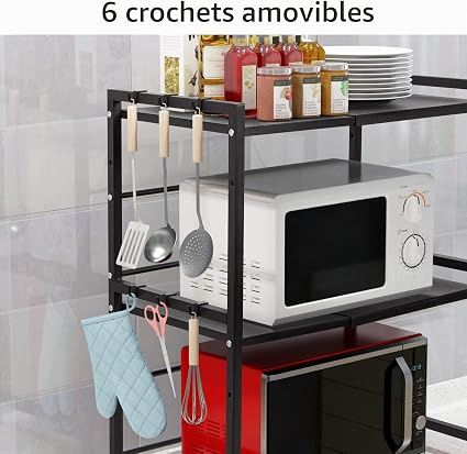 رف ميكروويف قابل للتمديد 3 مستويات Etagère Micro Onde Support Extensible 3 Niveaux Micro Onde