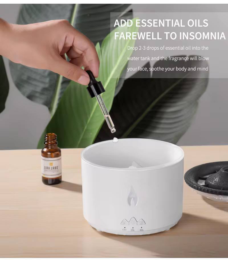 Flame Aroma Diffuser مرطب نار بركان كهربائي ذكي بالموجات فوق الصوتية رائحة معطر مرطب هواء شعلة