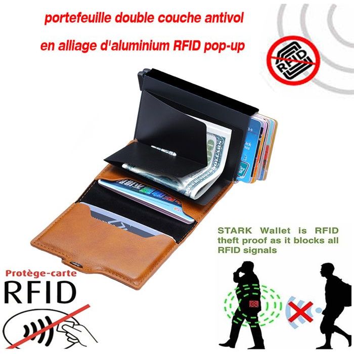 Portefeuille en cuir PU Porte-carte d'identité anti RFID