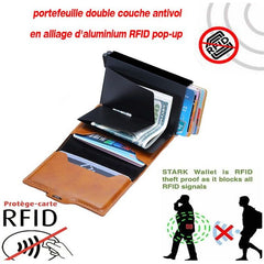 Portefeuille en cuir PU Porte-carte d'identité anti RFID
