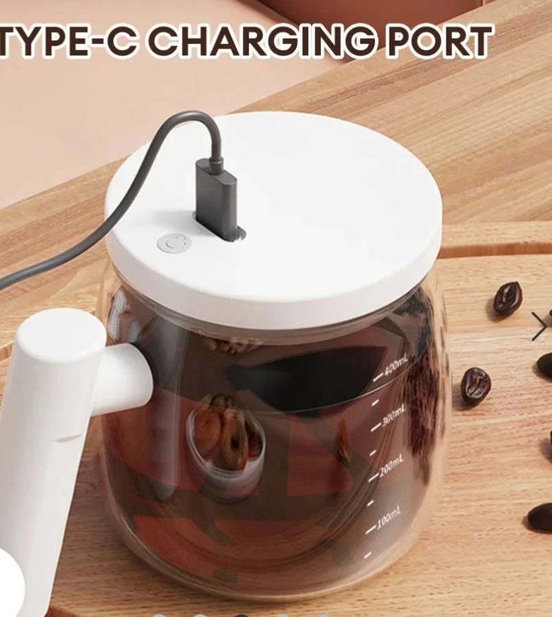 كوب قهوة زجاجي ذاتي الخلط بغطاء محكم الإغلاق وتقنية خلط Mug Auto Mélangeur rechargeable 400 ML USB
