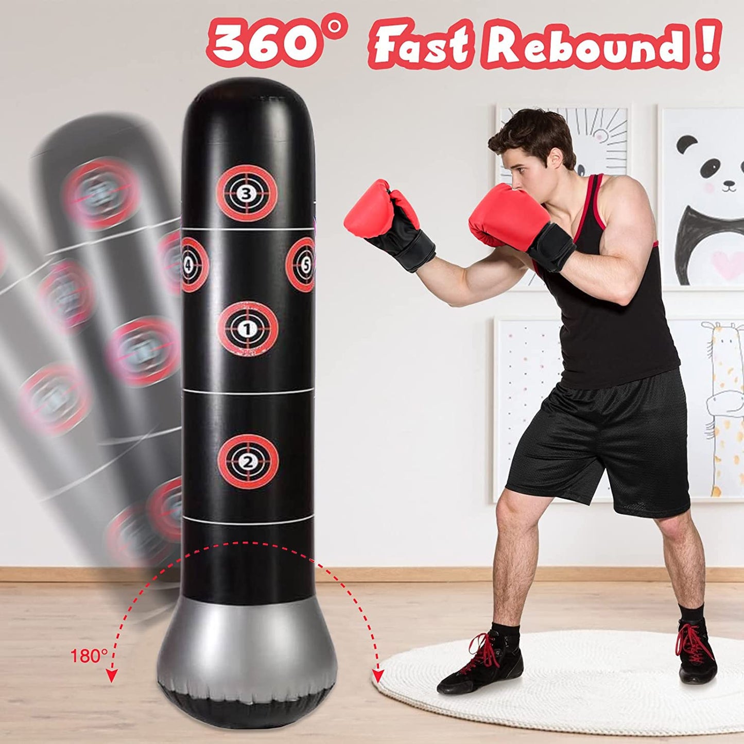 كيس هواء ملاكمة هوائية Sac de frappe gonflable sur pied pour la boxe