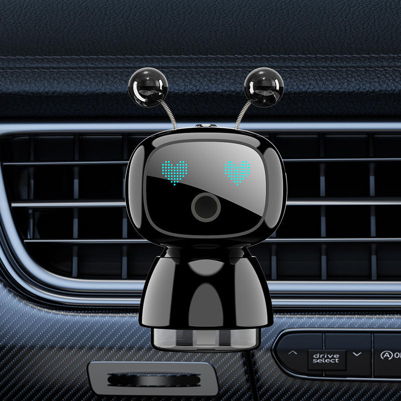 معطر سيارة على شكل روبوت موزع عطر صامت يدوم طويلاً Désodorisant de voiture en forme de robot Diffuseur de parfum silencieux