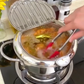 poêle à tempura japonaise قدر قلي عميق للمطبخ مع ميزان حرارة وغطاء، مقلاة من الفولاذ المقاوم للصدأ، مقلاة تمبورا يابانية