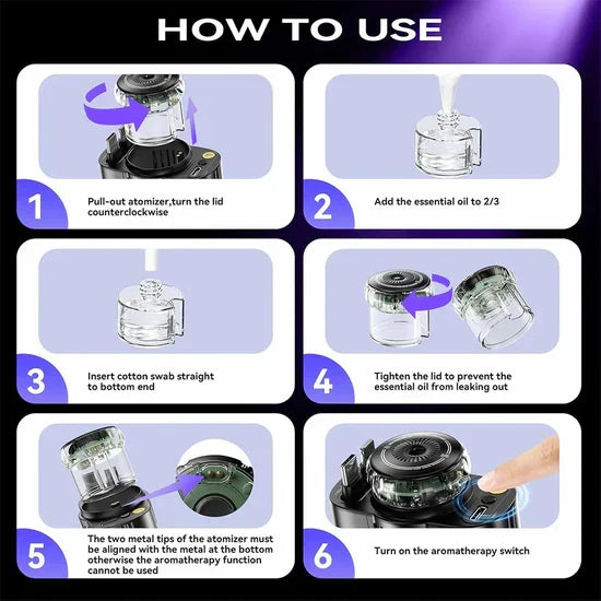 شاحن سيارة 5 في 1 قابل للسحب مع موزع روائح مدمج Chargeur de Voiture 5-en-1 Starlight Rétractable Diffuseur d’Arôme Intégré