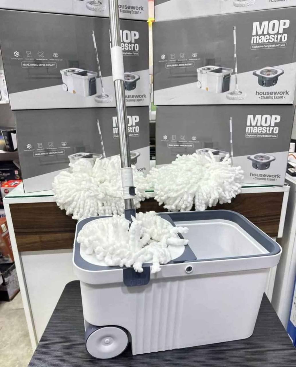 Mop Maestro Serpillière rotative Seau de nettoyage avec essorage automatique