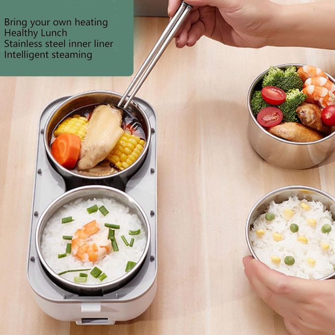 صندوق غداء ساخن وطباخ كهربائي متعدد الوظائف بسعة 2 لتر Boîte à repas lunch box chauffante et cuiseure électrique