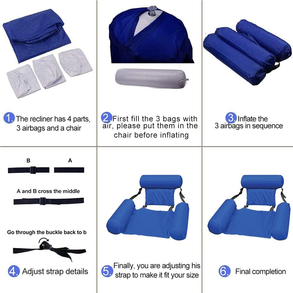 Fauteuil flottant gonflable pour piscine ou plage, lit gonflable كرسي استرخاء عائم قابل للنفخ لحمام السباحة والشاطئ، سرير عائم قابل للنفخ