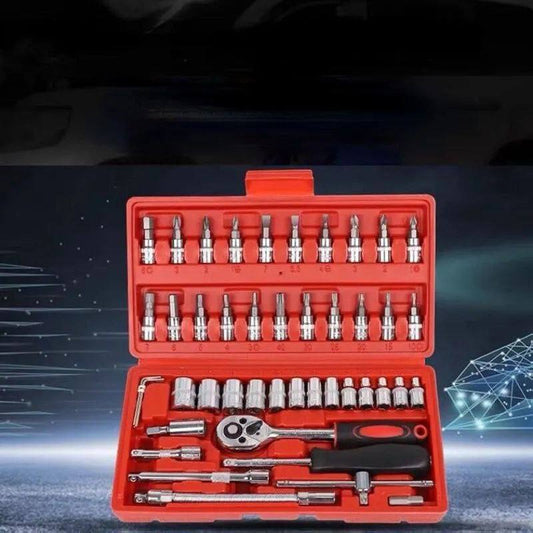 Ensemble d'outils douilles et cliquets Caisse A Outils 46 Pièces Avec Cliquet
