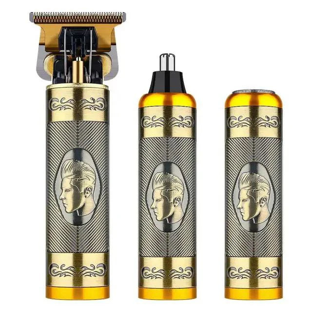 Professional Hair Clipper 3in1 3 en 1 Tondeuse à cheveux électrique professionnelle USB-C sans fil ماكينة حلاقة شعر كهربائية احترافية 3 في 1 لاسلكية بمنفذ USB-C، لون ذهبي