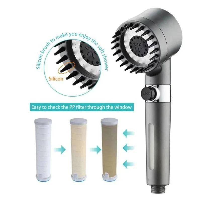 رشاش الحمام بالمشط سيليكون Pommeau de douche haute pression 3 modes