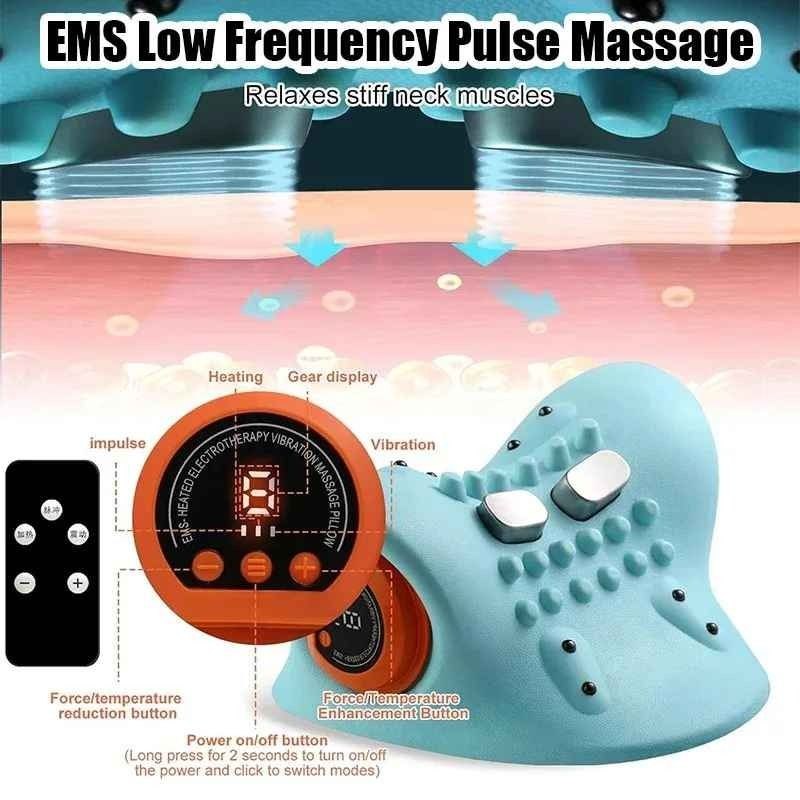 Appareil de massage électrique pour la nuque, oreiller cervical à vibrations chauffantes جهاز تدليك الرقبة الكهربائي مع خاصية التسخين والاهتزاز، وسادة للرقبة