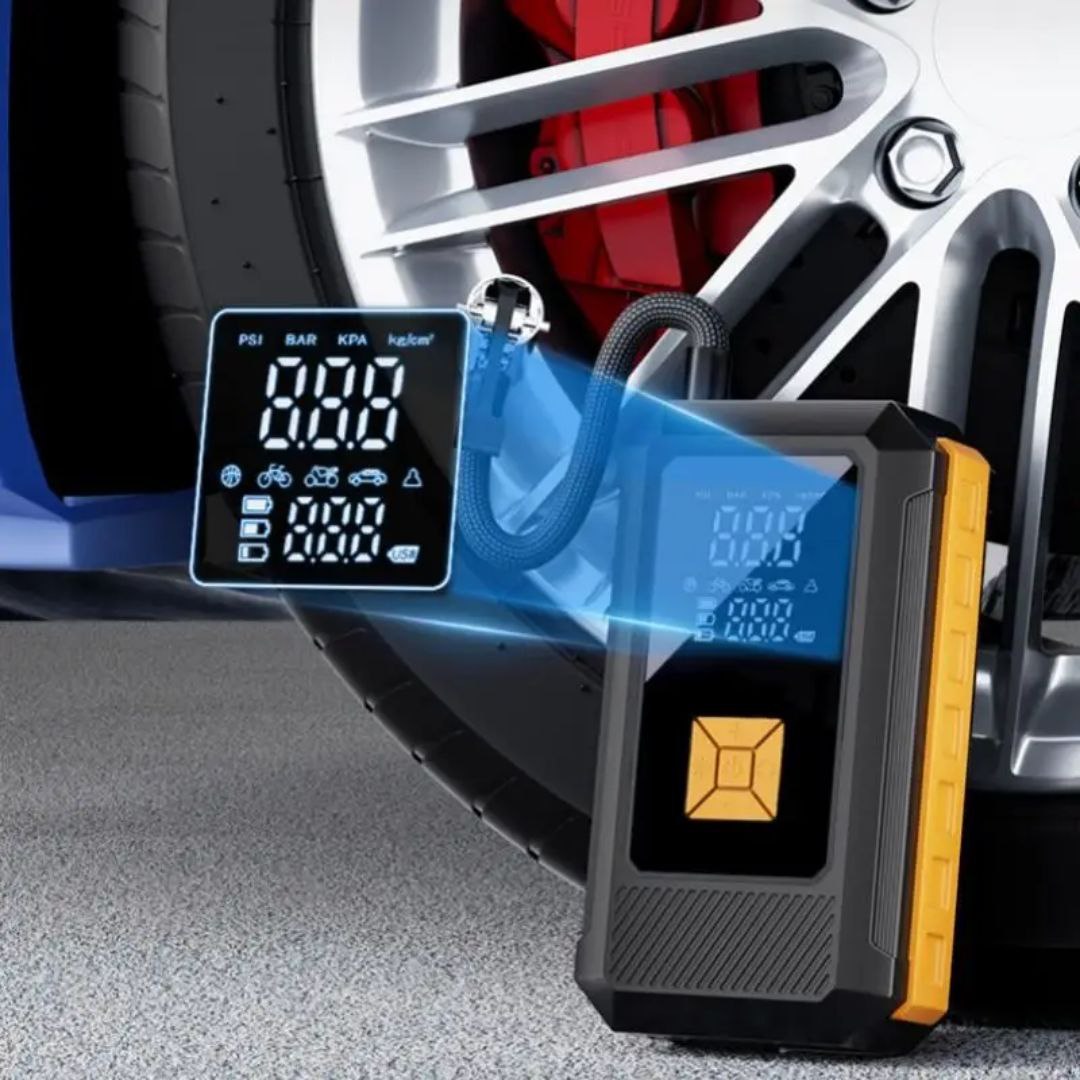 منفاخ ومشغل إطارات سيارات كهربائي محمول 2 في 1، ضاغط هواء عالي الضغط 2en1 Gonfleur et démarreur de pneus électrique pour voiture portable, compresseur d'air haute pression