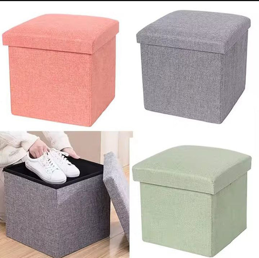 Pouf de rangement pliable en lin Pouf de rangement pliable en lin