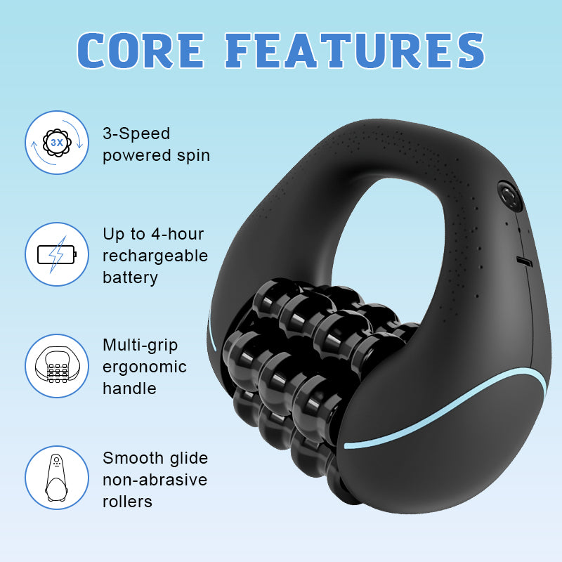 Powered Rolling Massager Rouleau de massage électrique vibrant à percussion personnalisé, 3 vitesses, pour massage musculaire profond جهاز تدليك دوار كهربائي