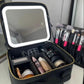 حقيبة مكياج للسفر من جلد البولي يوريثان المقاوم للماء Trousse maquillage voyage avec miroir LED en cuir PU impermeable