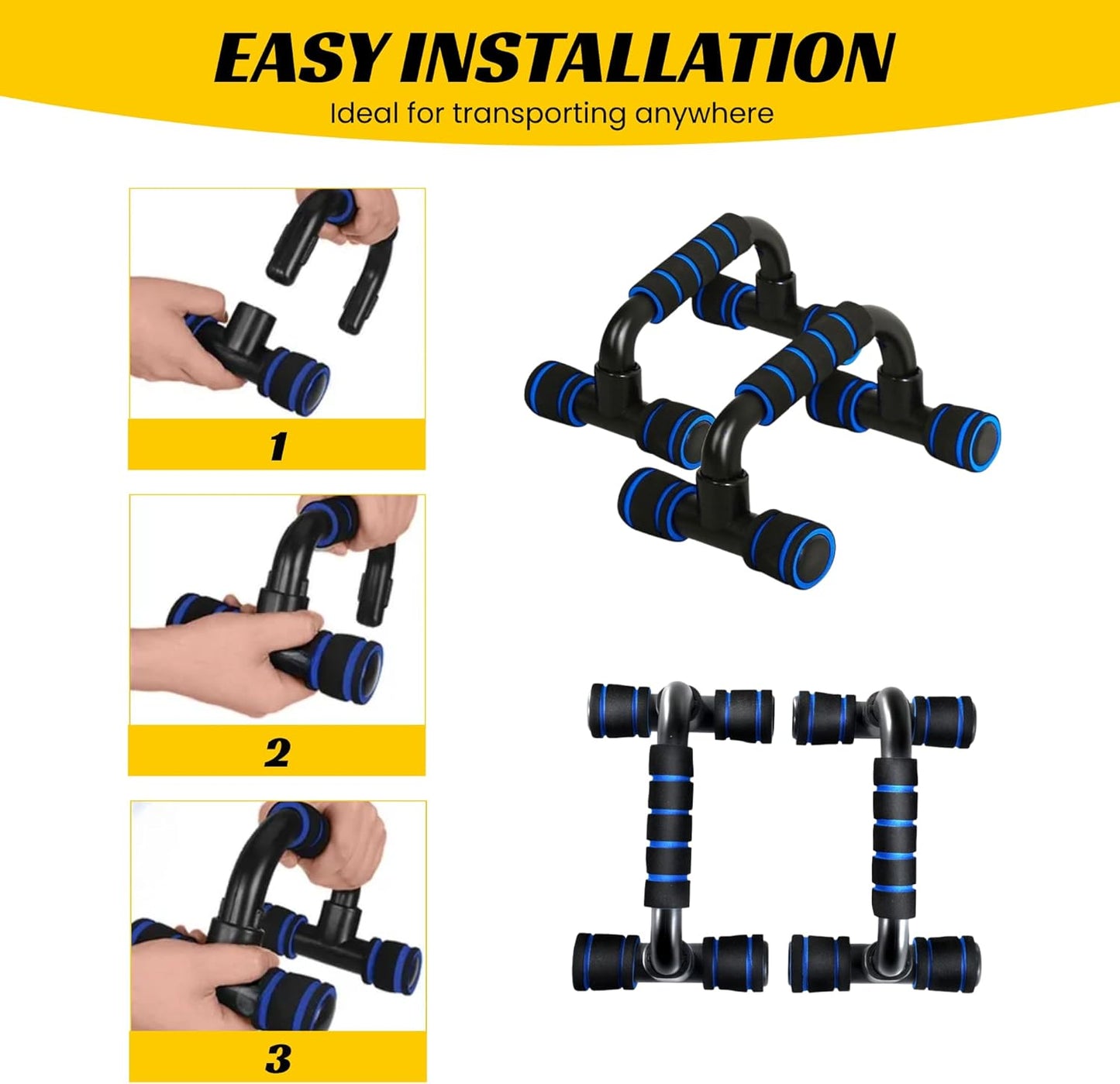 Barres de Pompes Parallèles PUSH UP STAND قضبان تمارين الضغط المتوازية مقابض سحب مانعة للانزلاق للياقة البدنية