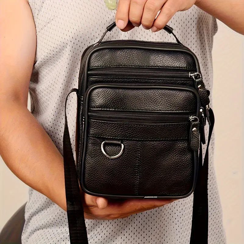 ✅حقيبة كتف رجالية من الجلد الطبيعي