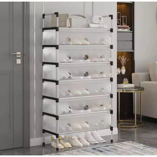 Étagère à Chaussures 7 Niveaux avec Porte Anti-Poussière منظم أحذية 7 طبقات مع غطاء مضاد للغبار