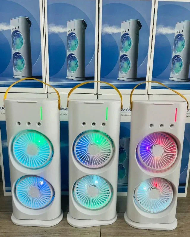 مروحة تكييف هواء صغيرة برأسين، 3 سرعات، قابلة لإعادة الشحن Ventilateur mini Climatiseur à Double tête