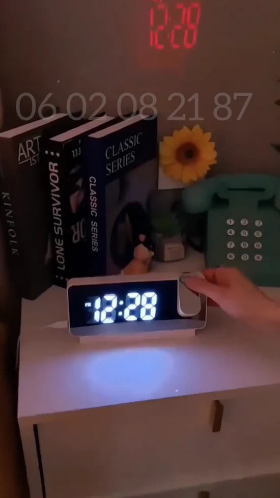 ساعة ذكية رقمية LED، منبه رقمي، ساعة إلكترونية للمكتب، شحن USB Horloge LED à projection numérique intelligente, réveil numérique