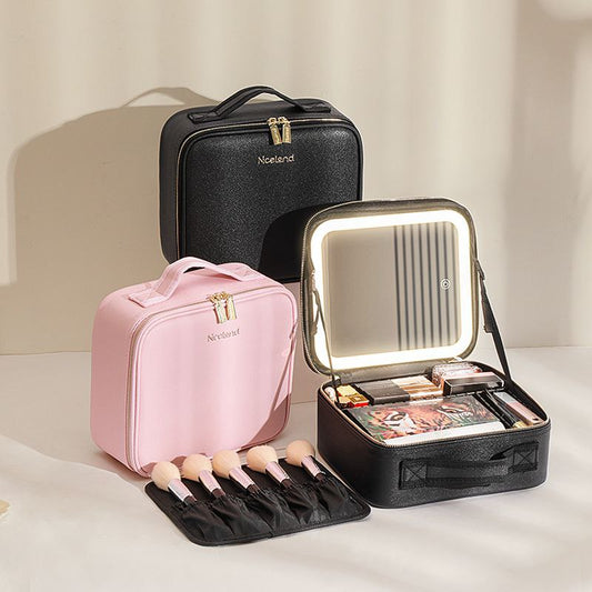 Trousses de maquillage de voyage avec miroir éclairé LED حقيبة مكياج للسفر مع مرآة مضاءة LED