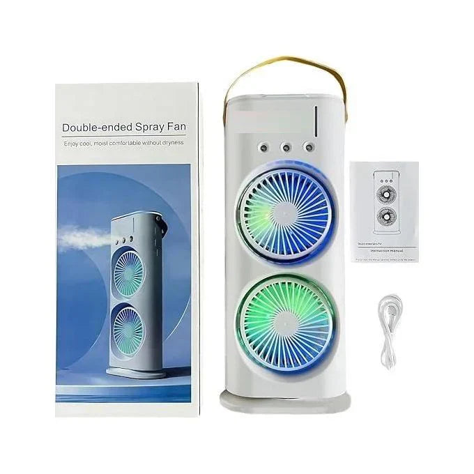 مروحة تكييف هواء صغيرة برأسين، 3 سرعات، قابلة لإعادة الشحن Ventilateur mini Climatiseur à Double tête