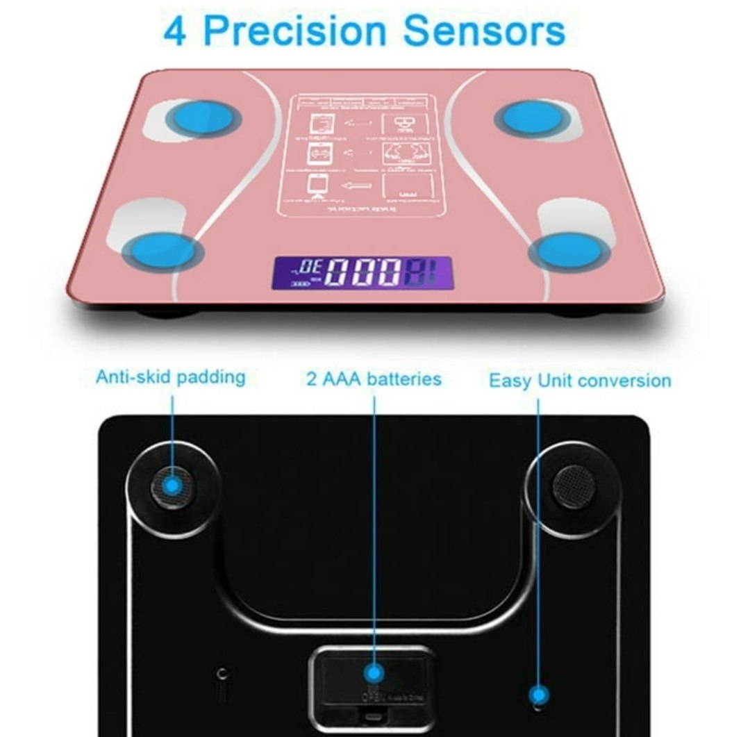 الميزان الذكي الوردي Balance intelligente rose pèse-personne électronique connecté