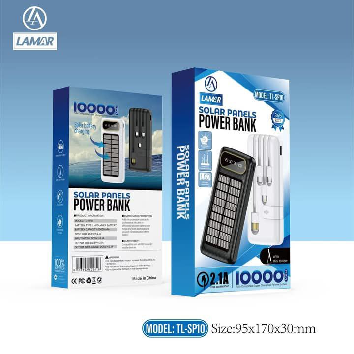 Power bank 10000mAh 2.1A Solar panel model TL-SP10