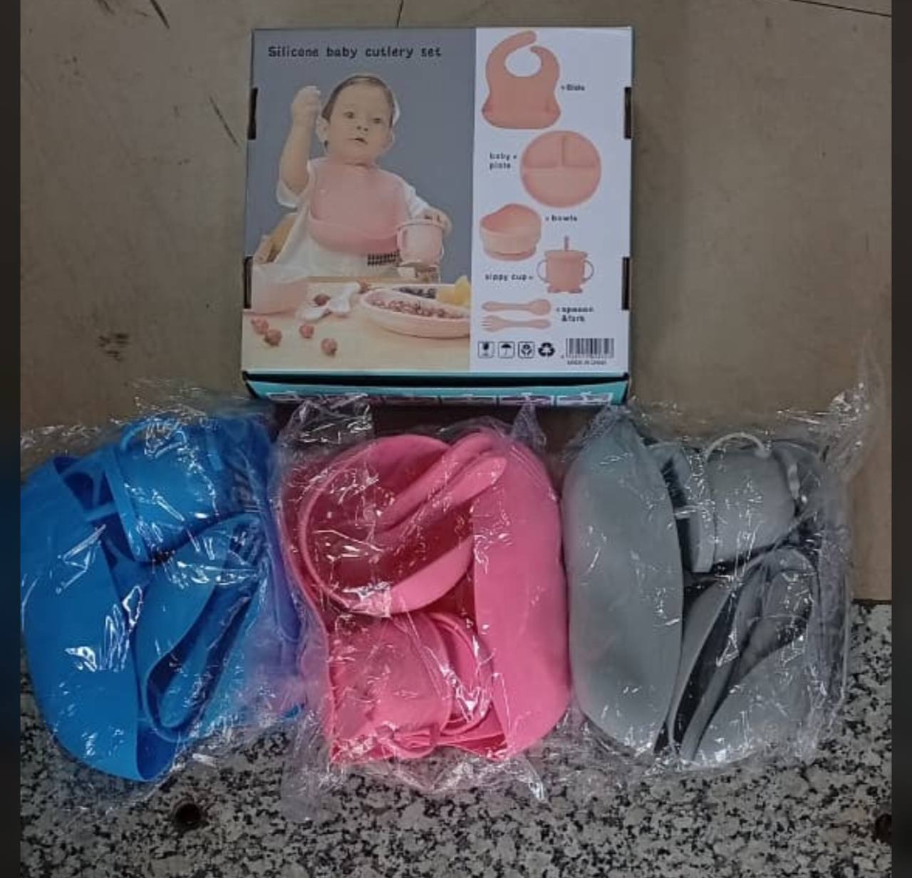 طقم طعام للأطفال سيليكون Silicone baby cutlery set