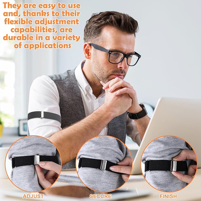 مجموعة من 6 أربطة أكمام قابلة للتعديل Ensemble de 6 bandes élastiques réglables pour manches de chemise