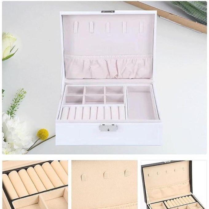 Boîte à bijoux en cuir double couche صندوق مجوهرات جلدي مزدوج الطبقات