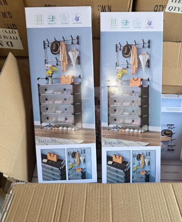 رفو ف متعددة الوظائف للقبعات والأحذية مع غطاء Porte-chapeaux et chaussures multifonctionnel avec housse