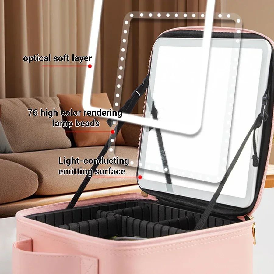 Trousses de maquillage de voyage avec miroir éclairé LED حقيبة مكياج للسفر مع مرآة مضاءة LED