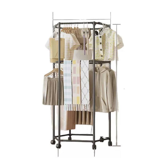 علاقة ملابس سداسية مزدوجة الطبقات قابلة للدوران 360 درجة Porte-manteau hexagonal double couche rotatif à 360