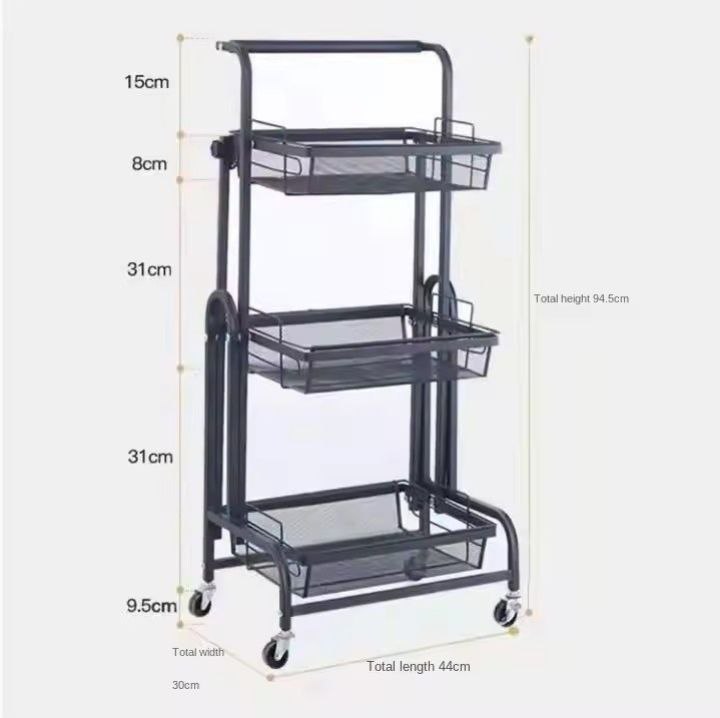 Étagère de rangement mobile multicouche au sol, chariot rotatif رف تخزين أرضي متحرك متعدد الطبقات، عربة دوارة، رف تخزين مطبخ قابل للطي بشكل متوازٍ