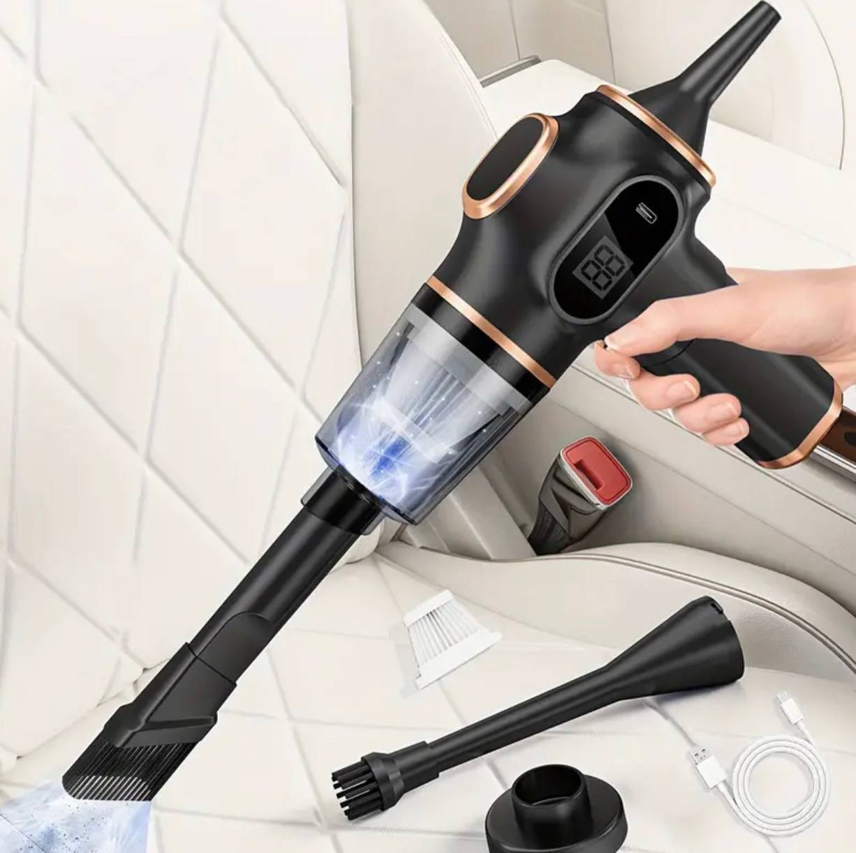 مكنسة كهربائية محمولة لاسلكية Aspirateur portable sans fil, mini aspirateur de voiture, nettoyeur rechargeable pour voitures