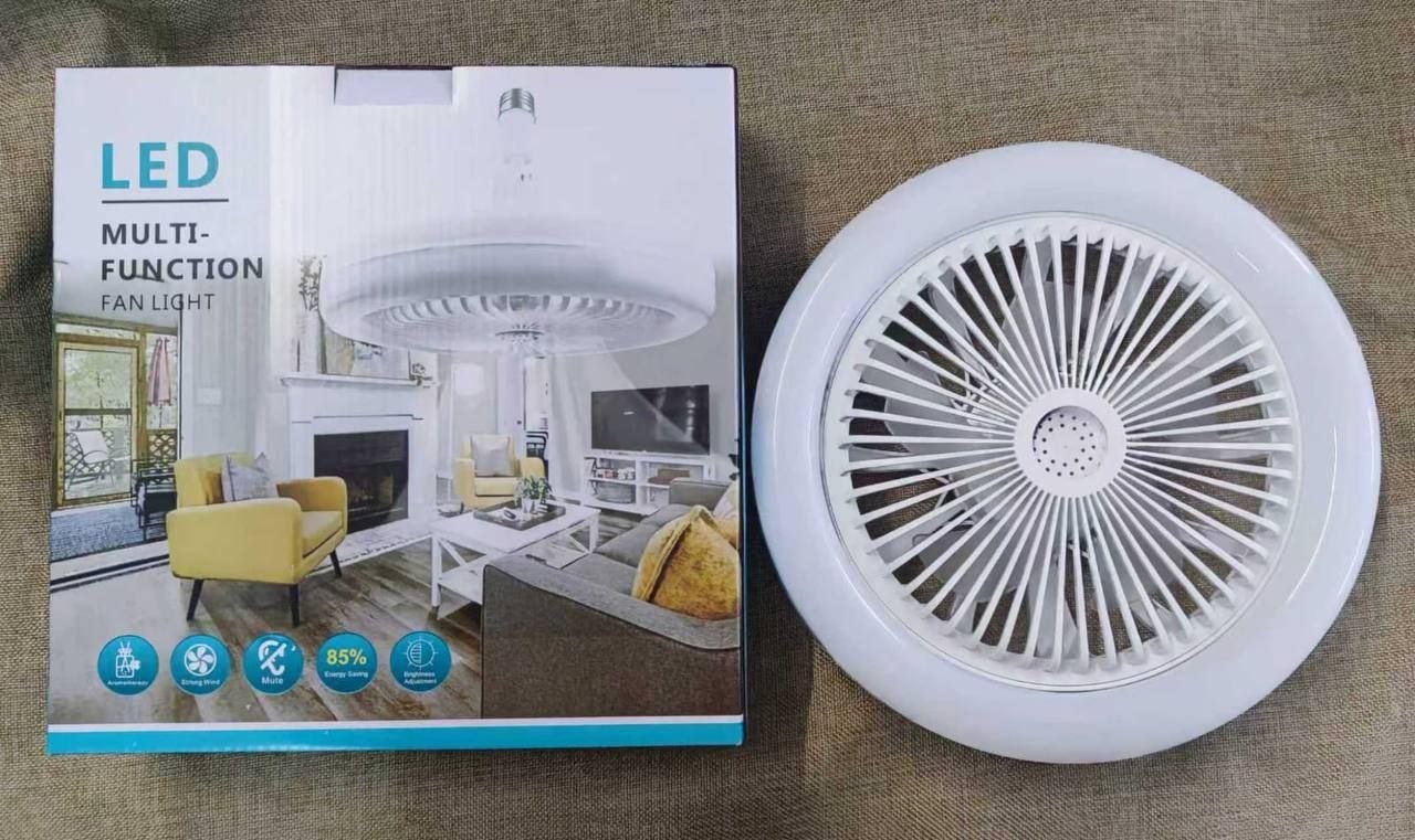 مروحة سقف مزودة بإضاءة مدمجة وجهاز تحكم عن بعد Ventilateur de plafond avec lumière intégrée et télécommande
